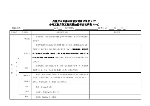 公路工程项目实体质量检查记录表