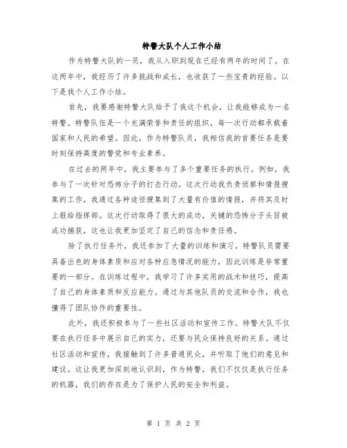特警大队个人工作小结