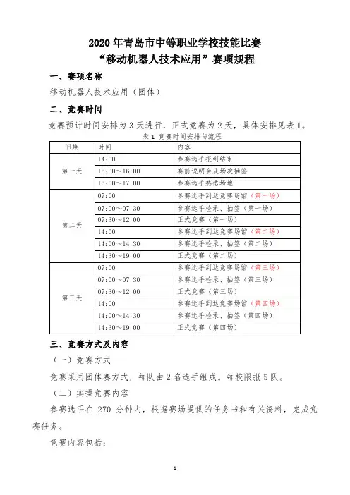 24.2020年青岛市中等职业学校技能大赛规程(移动机器人)