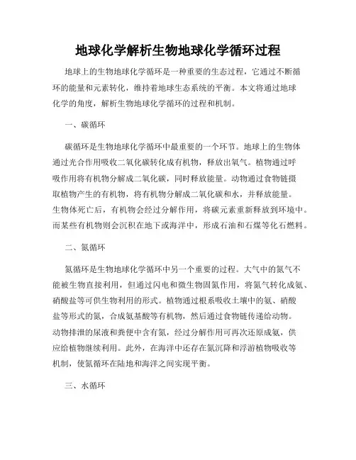 地球化学解析生物地球化学循环过程