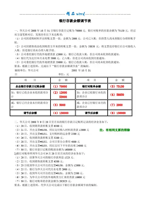 银行余额调节表习题4