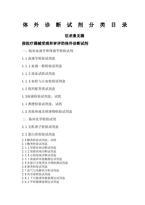 体外诊断试剂目录