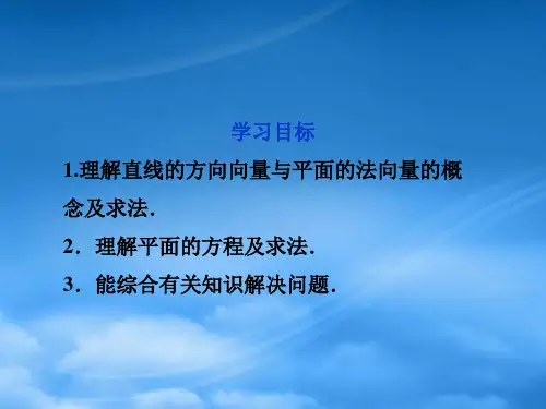 高中数学第3章3.2.1直线的方向向量与平面的法向量精品课件苏教选修21.ppt