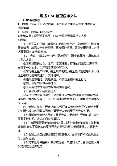 HSE管理程序文件