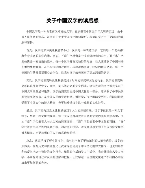 关于中国汉字的读后感