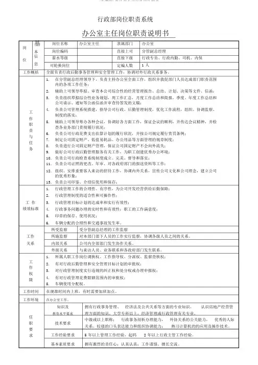 (完整版)房地产公司行政岗位职责