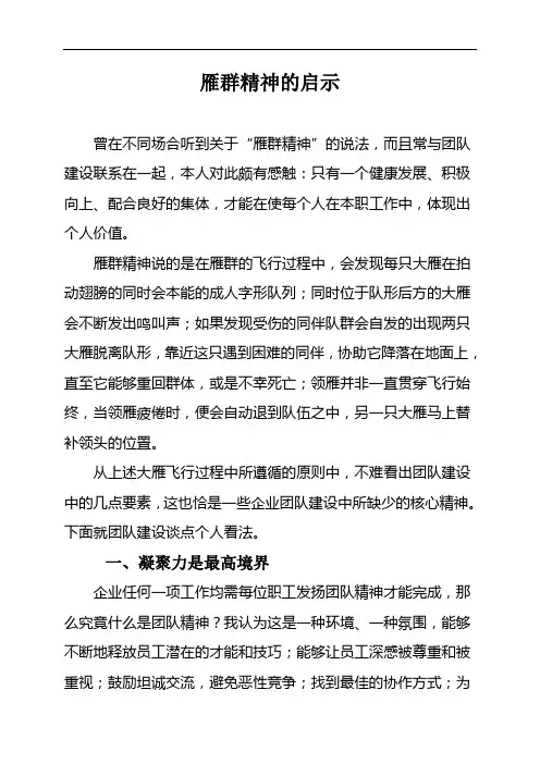 雁群精神的启示1