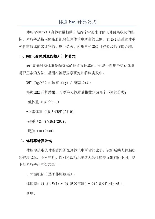 体脂bmi计算公式