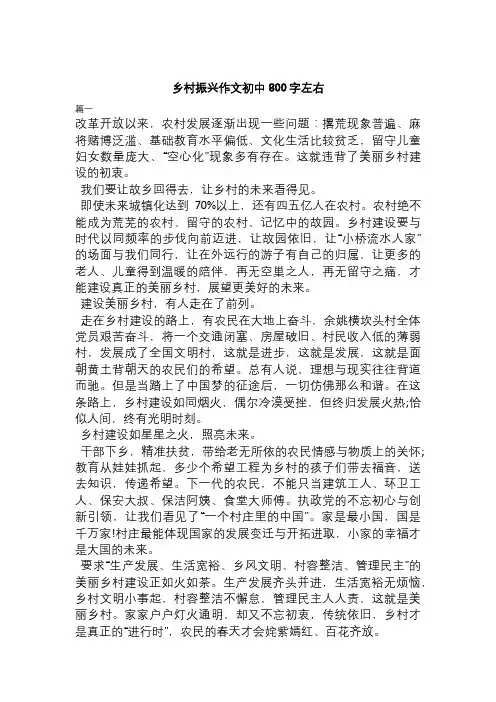 乡村振兴作文初中800字左右
