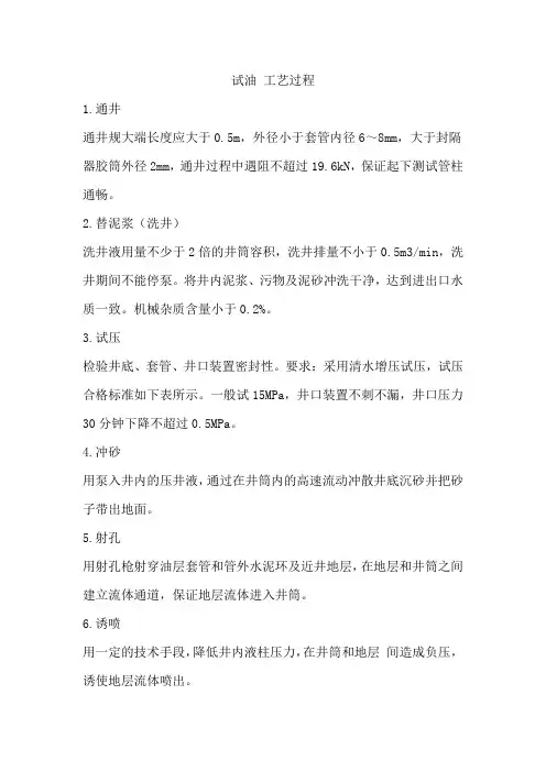 试油 工艺过程