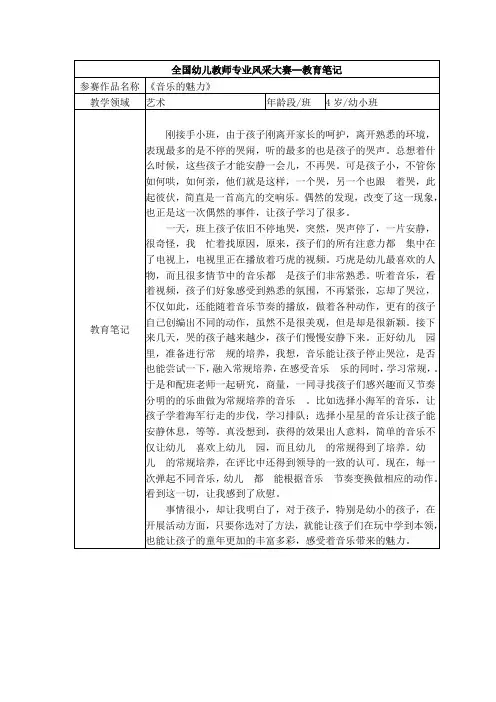 【一等奖教育随笔】小班 《音乐的魅力》