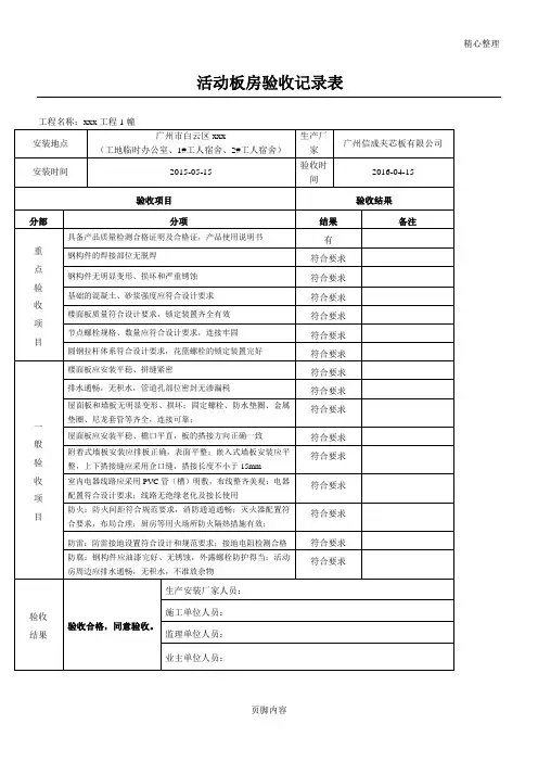 活动板房验收表