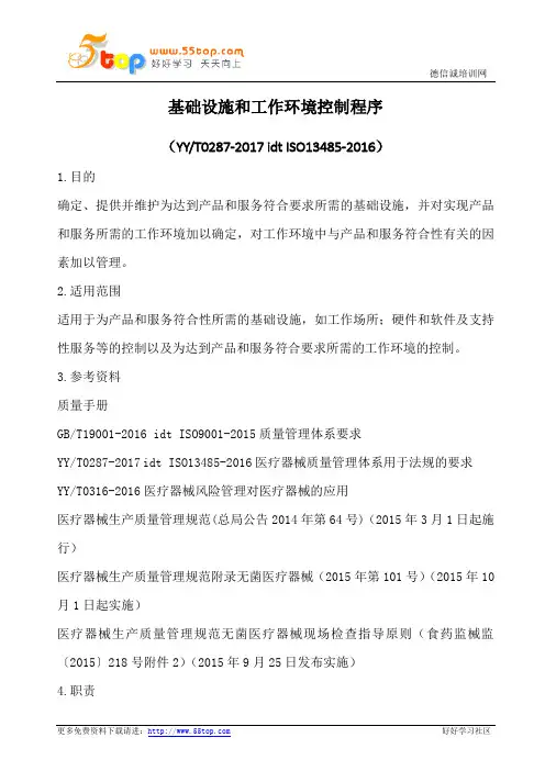 ISO13485基础设施和工作环境控制程序(含表格)