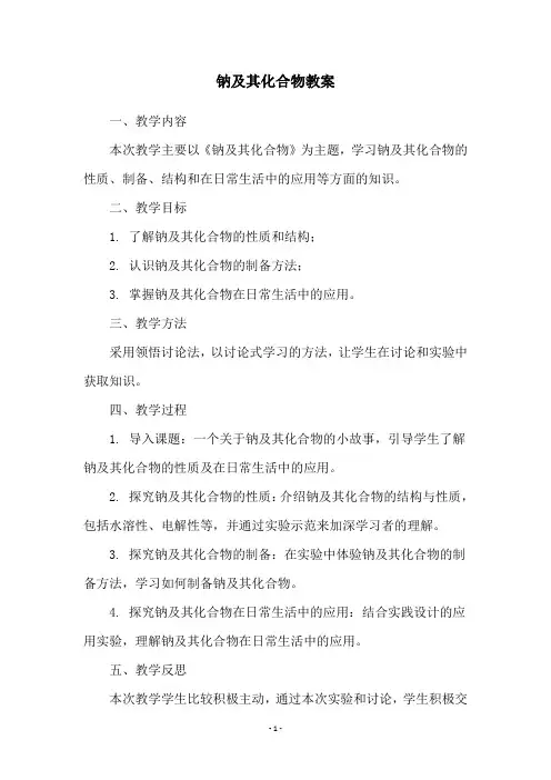 钠及其化合物教案