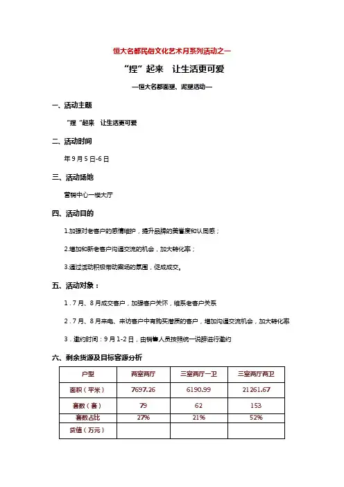 恒大地产名都项目民俗文化艺术月第一周暖场活动方案