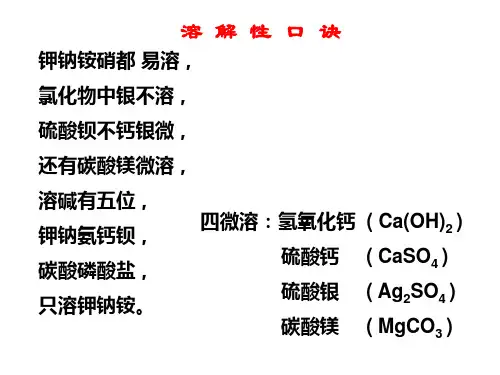 溶解性口诀及常见物质颜色