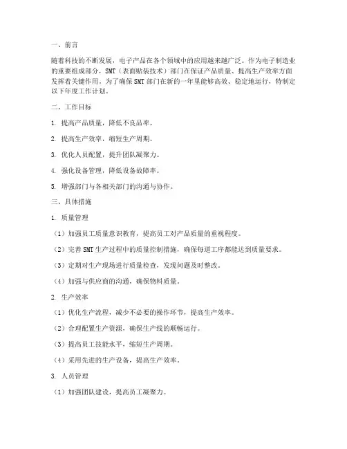 smt部门工作计划