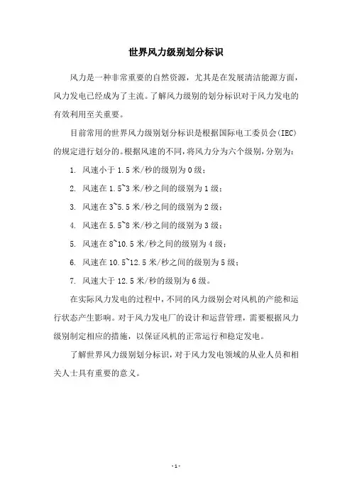 世界风力级别划分标识