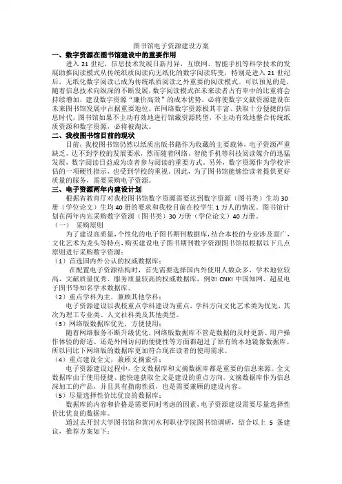 图书馆电子资源建设方案