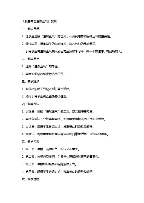 《我善养吾浩然正气》教案