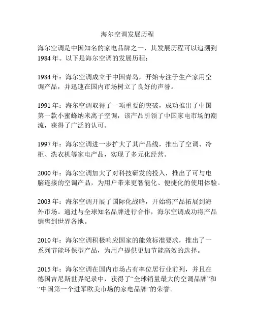 海尔空调发展历程