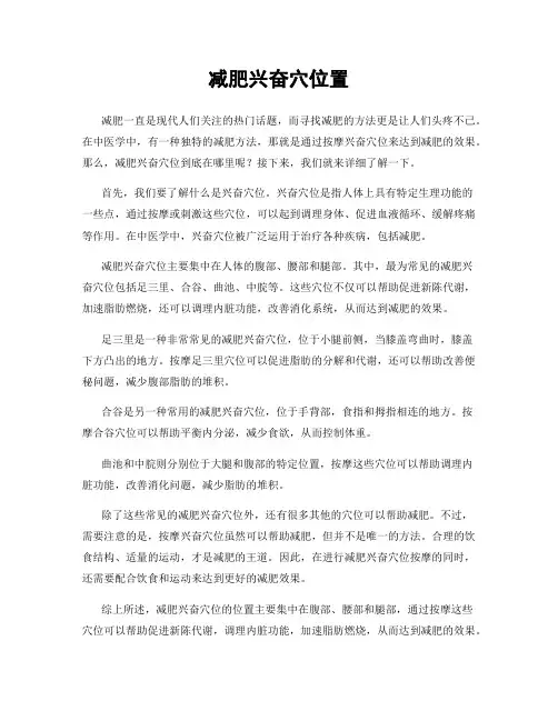 减肥兴奋穴位置