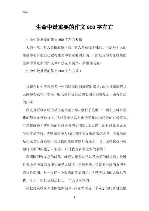 生命中最重要的作文800字左右