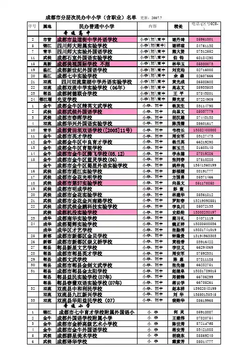成都私立学校名单