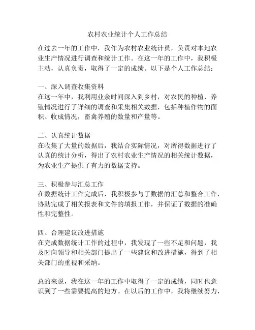 农村农业统计个人工作总结