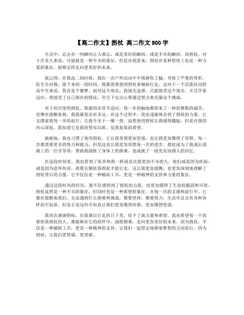 【高二作文】拐杖 高二作文900字