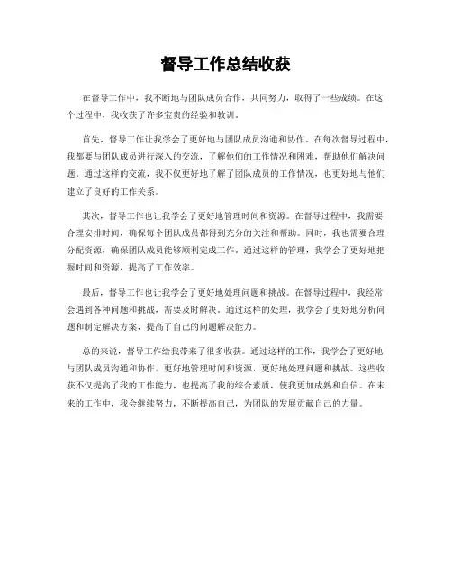 督导工作总结收获