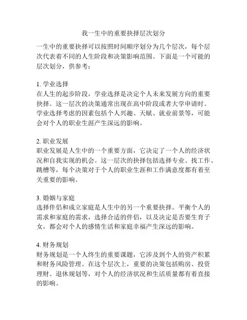 我一生中的重要抉择层次划分