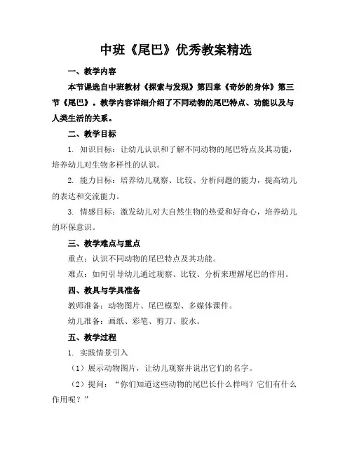 中班《尾巴》优秀教案精选