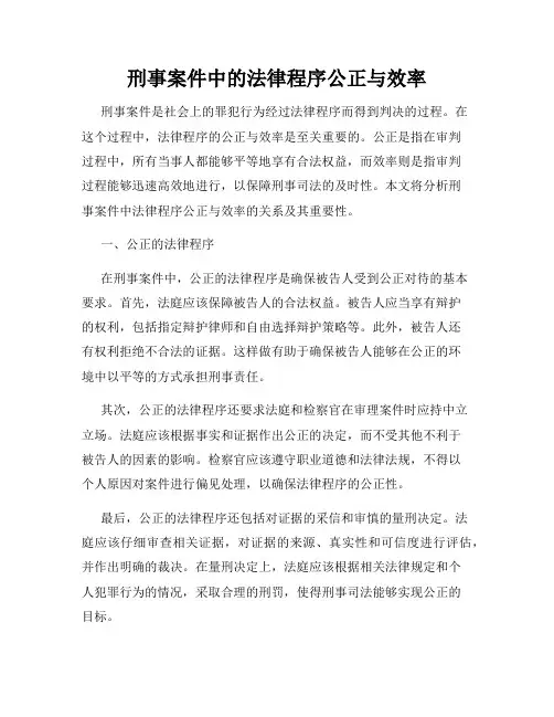刑事案件中的法律程序公正与效率