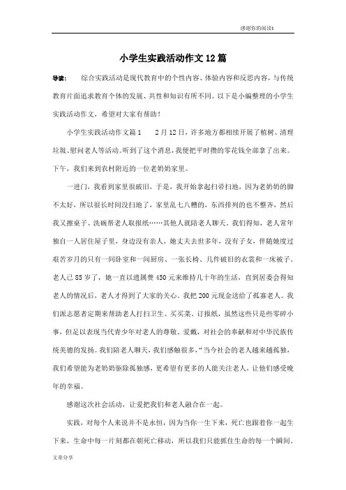 小学生实践活动作文12篇
