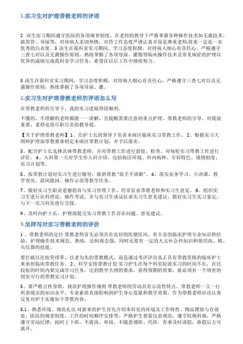 实习生带教评语