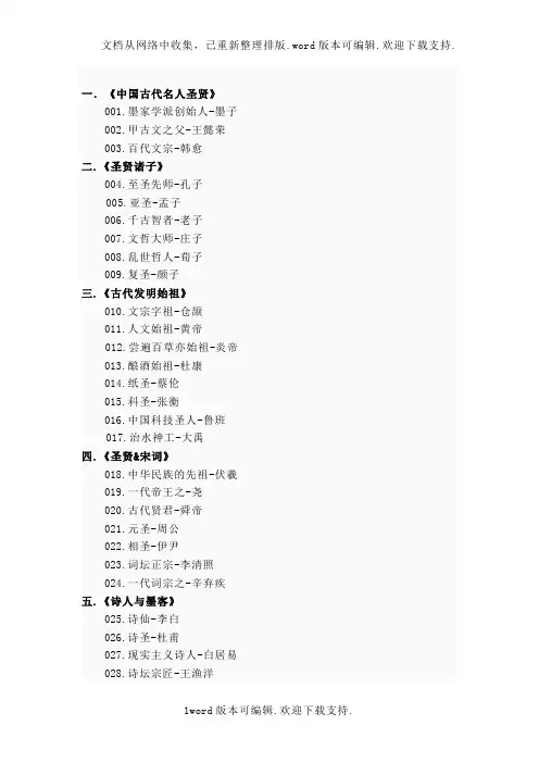 中国古代名人圣贤