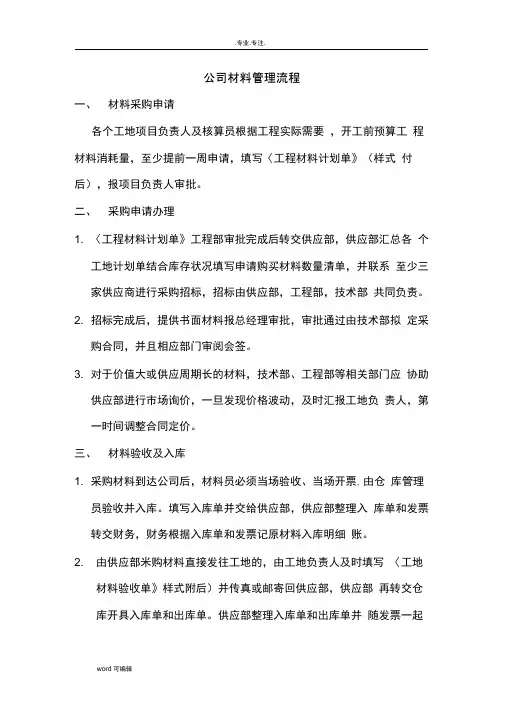 材料管理详细流程图