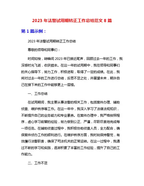 2023年法警试用期转正工作总结范文8篇