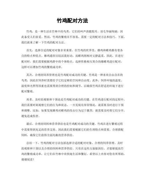 竹鸡配对方法