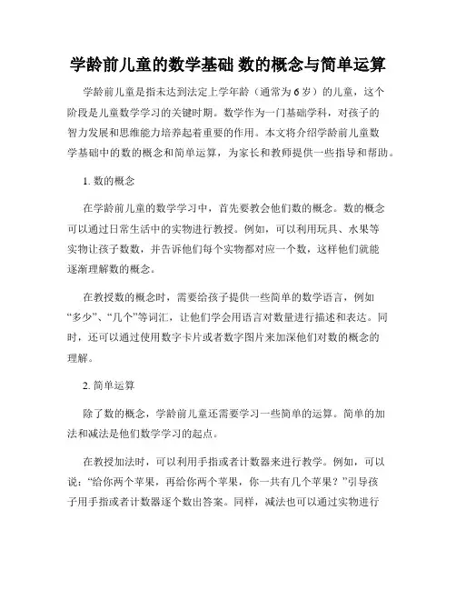 学龄前儿童的数学基础 数的概念与简单运算