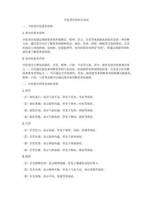 中医望诊知识点总结