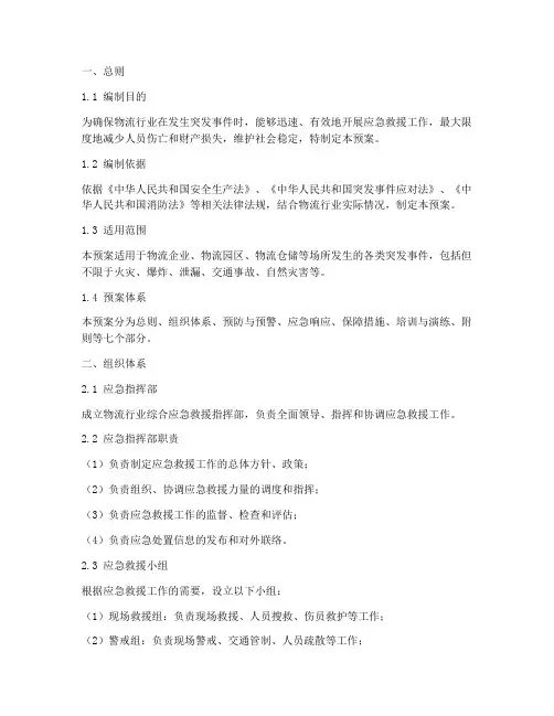 物流行业综合应急救援预案