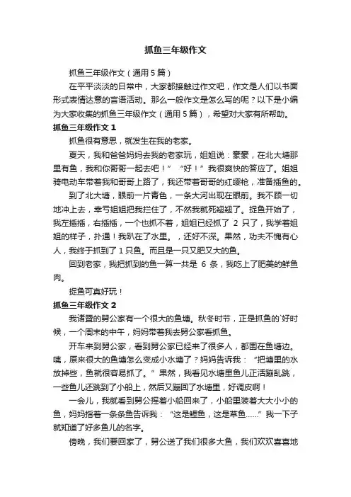 抓鱼三年级作文（通用5篇）