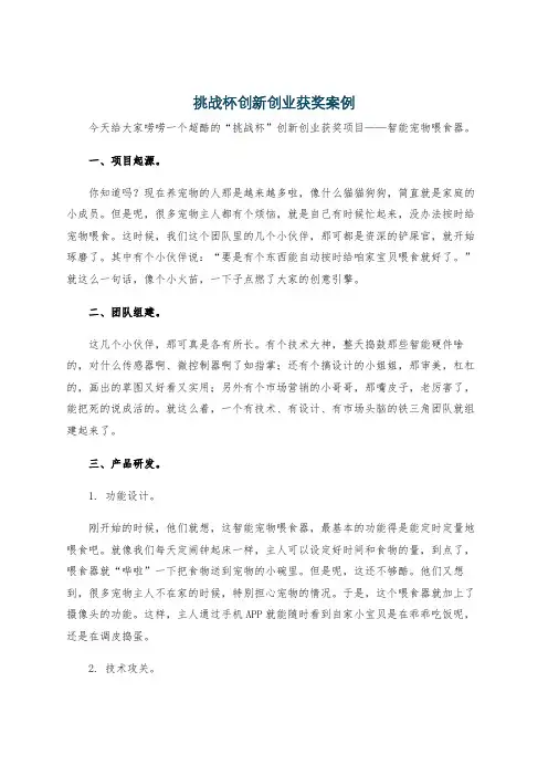 挑战杯创新创业获奖案例