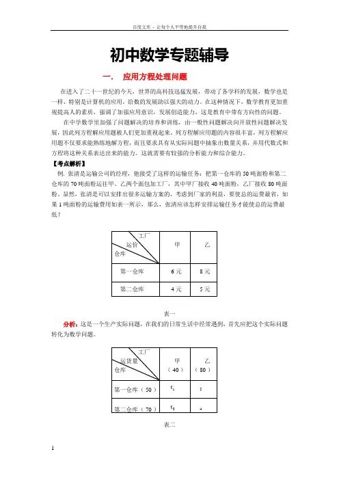 初中数学专题辅导