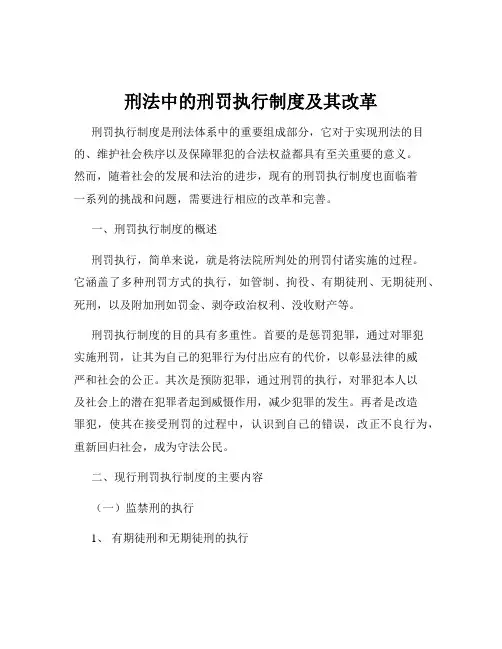 刑法中的刑罚执行制度及其改革