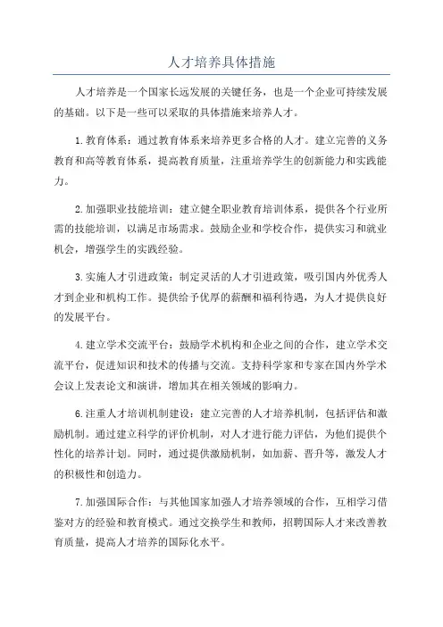 人才培养具体措施