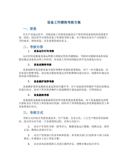 设备工作绩效考核方案