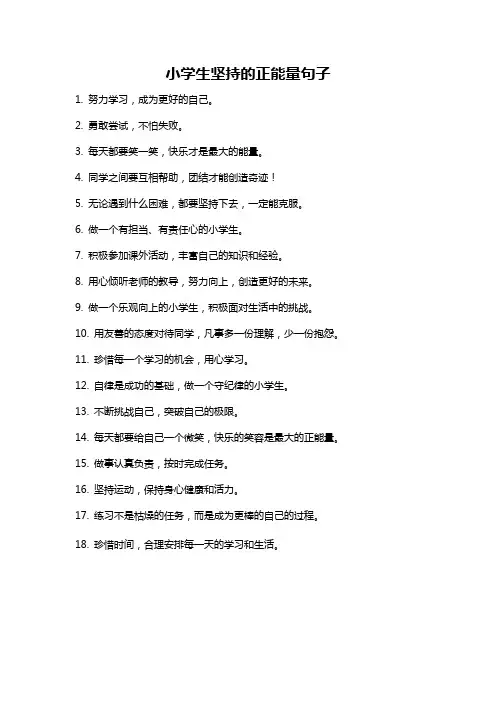 小学生坚持的正能量句子